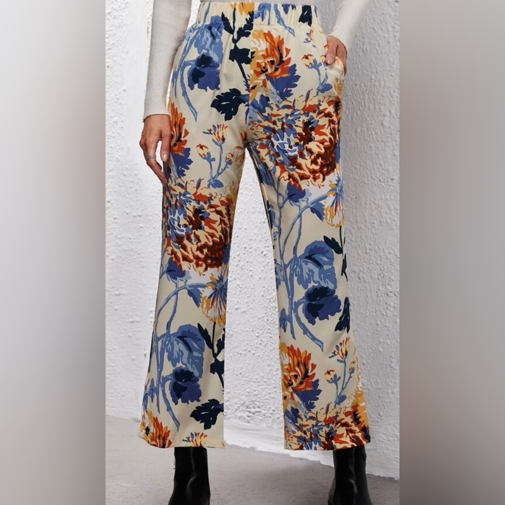 Floral wide leg tall